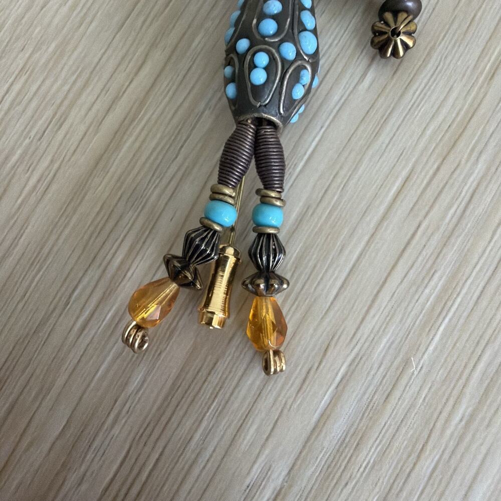 Stick Figure Brooch Crazy Hair Figural Stick Pin Artisan Funky 3.25" - Picture 5 of 7